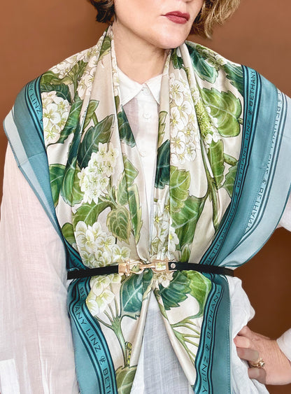 Hydrangea Silk Scarf-Neutral