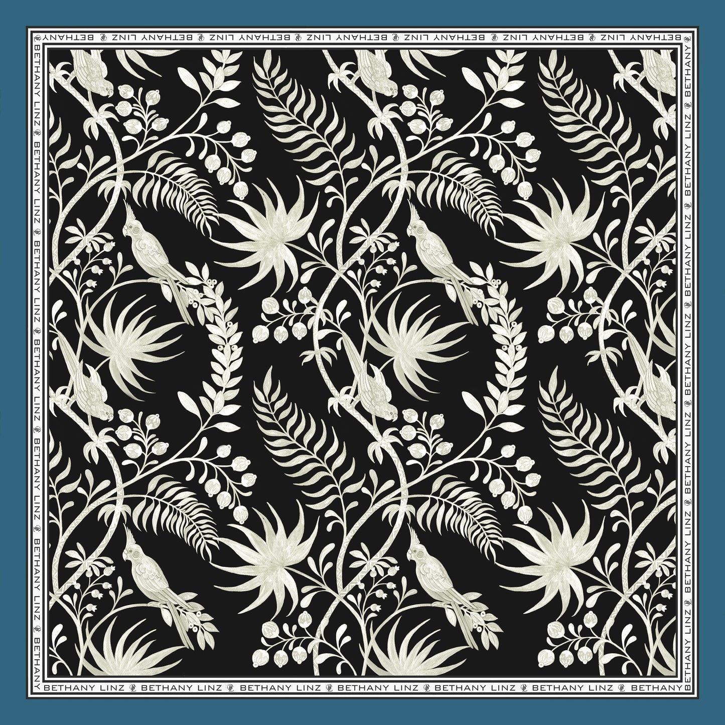 Tropicana Black Silk Scarf-New!